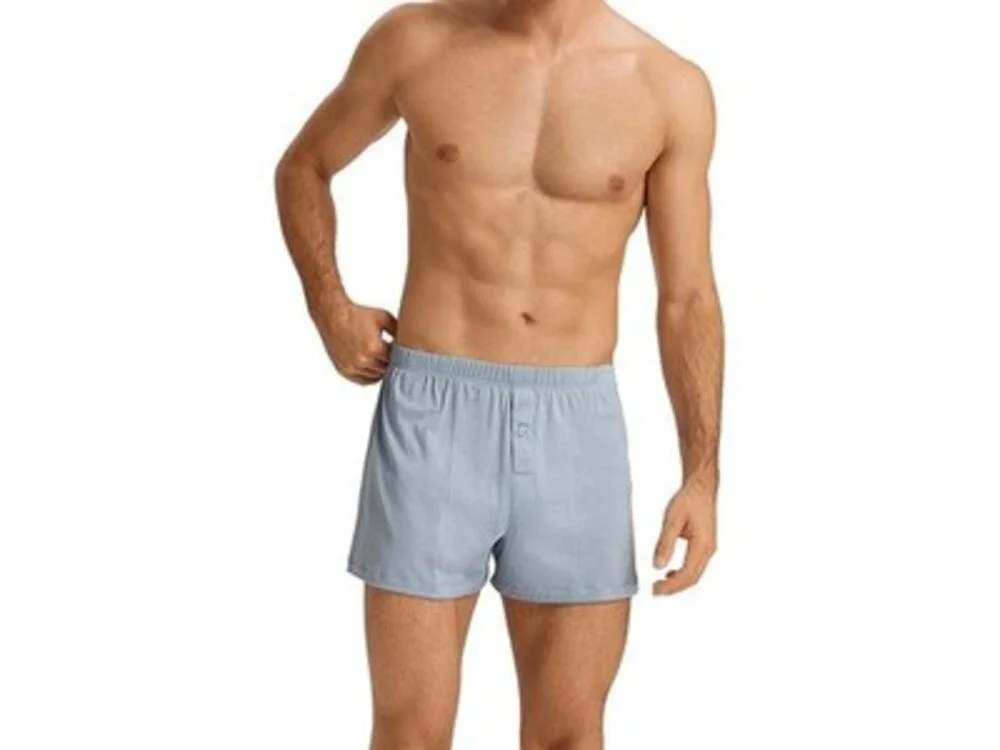 Hanro Cotton Sporty Knit Boxers Men's S Sea Breeze Solid Elastic Waist Pull On